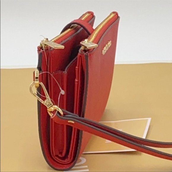 Michael Kors Large Double Zip Wristlet Leather Flame Color - Picture 13 of 15